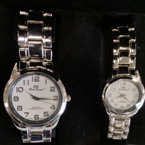 Silver Men's Women's Watch Set